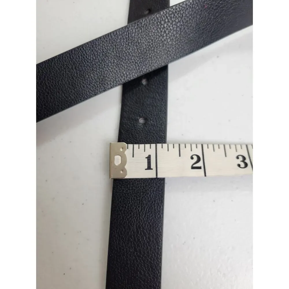 Casual Belt‎ with Gold Buckle Black Faux Leather Pebbled Western Women's 28-33